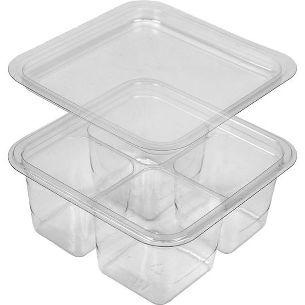 D&w Fine Pack Pet 6 Inch Square 4 Compartment Tray With Lid, 200 Count