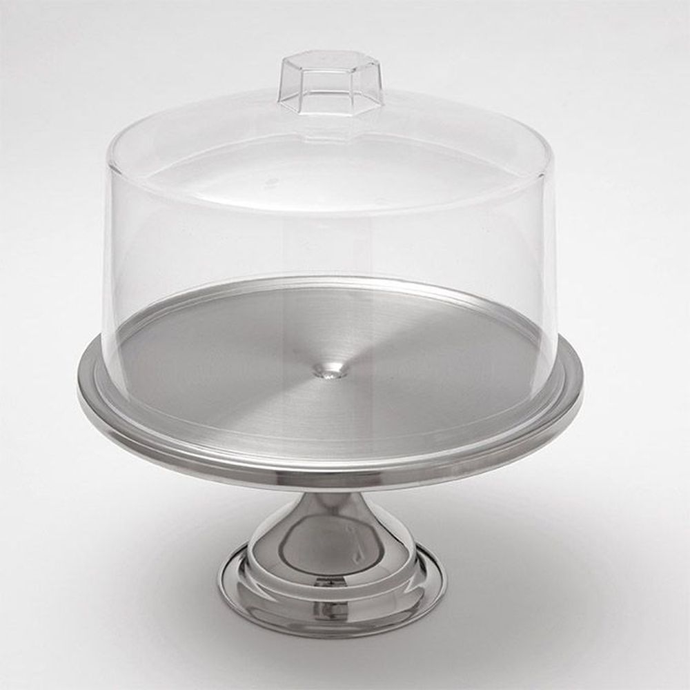 American Metalcraft Stainless Steel Cake Stand And Plastic Cover Set, 13-1/2 Inch Dia. X 7-1/2 Inch Height