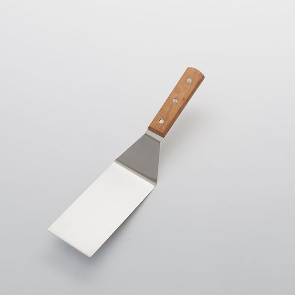 American Metalcraft Stainless Steel 6 X 3 Inch Straight Blade Turner With Brown Wood Handle, 12 Inch Overall Length