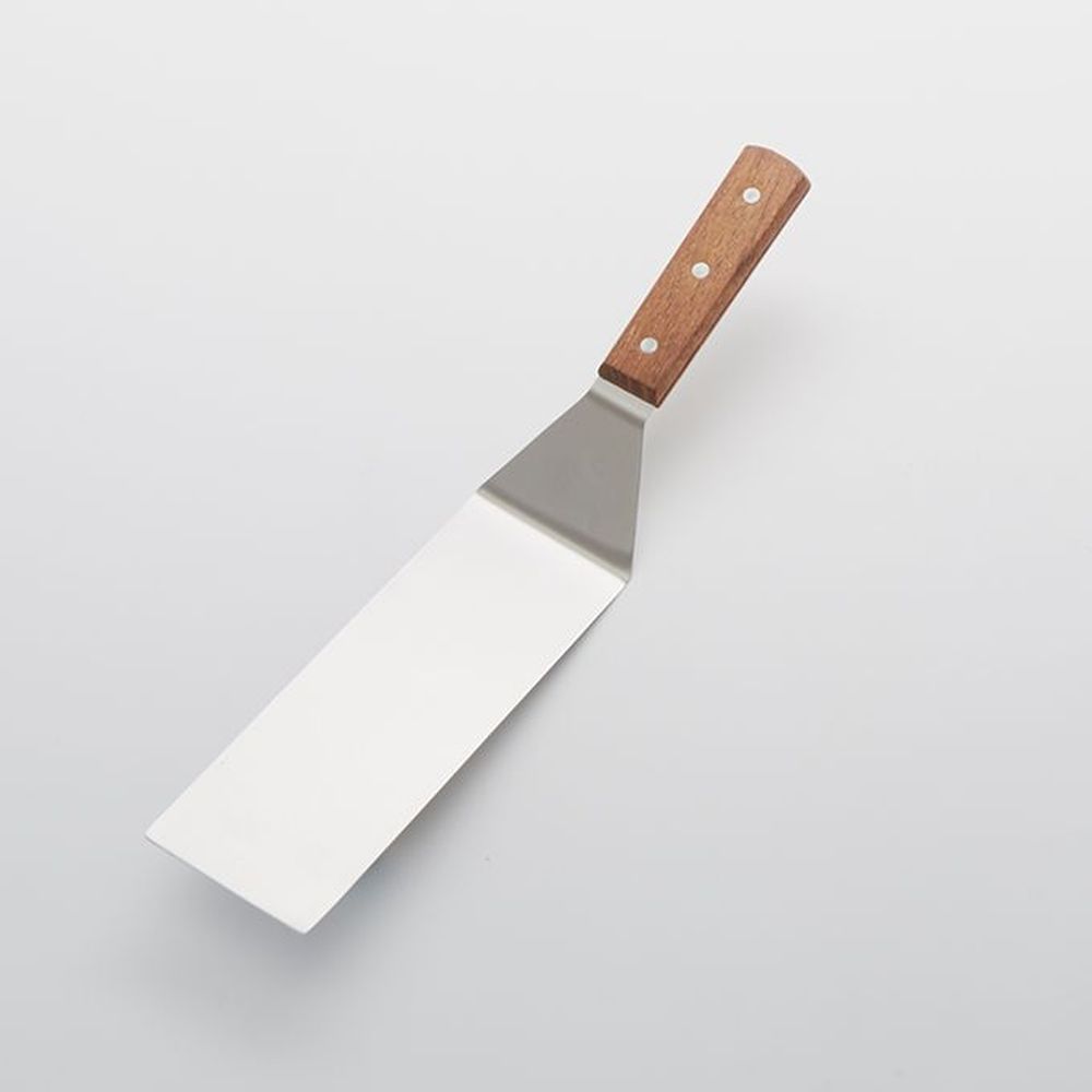 American Metalcraft Stainless Steel 8 X 3 Inch Straight Blade Turner With Brown Wood Handle, 14 Inch Overall Length