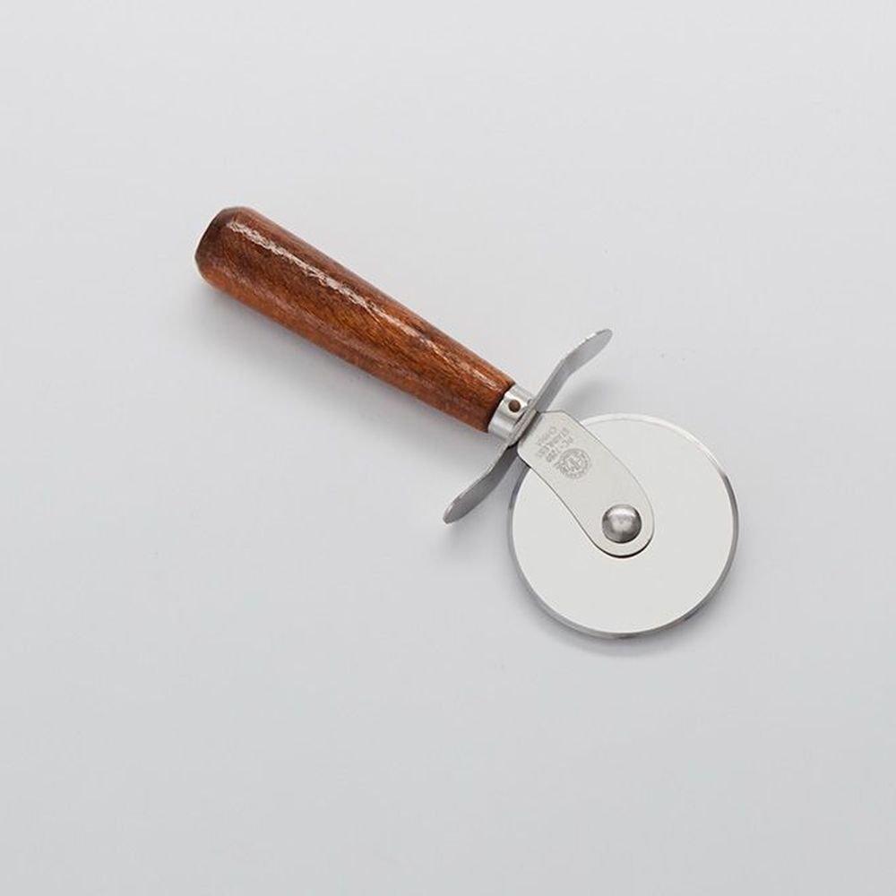 American Metalcraft Stainless Steel Pizza Cutter With Dark Brown Beech Wood Handle, 2 1/2 Inch Dia.