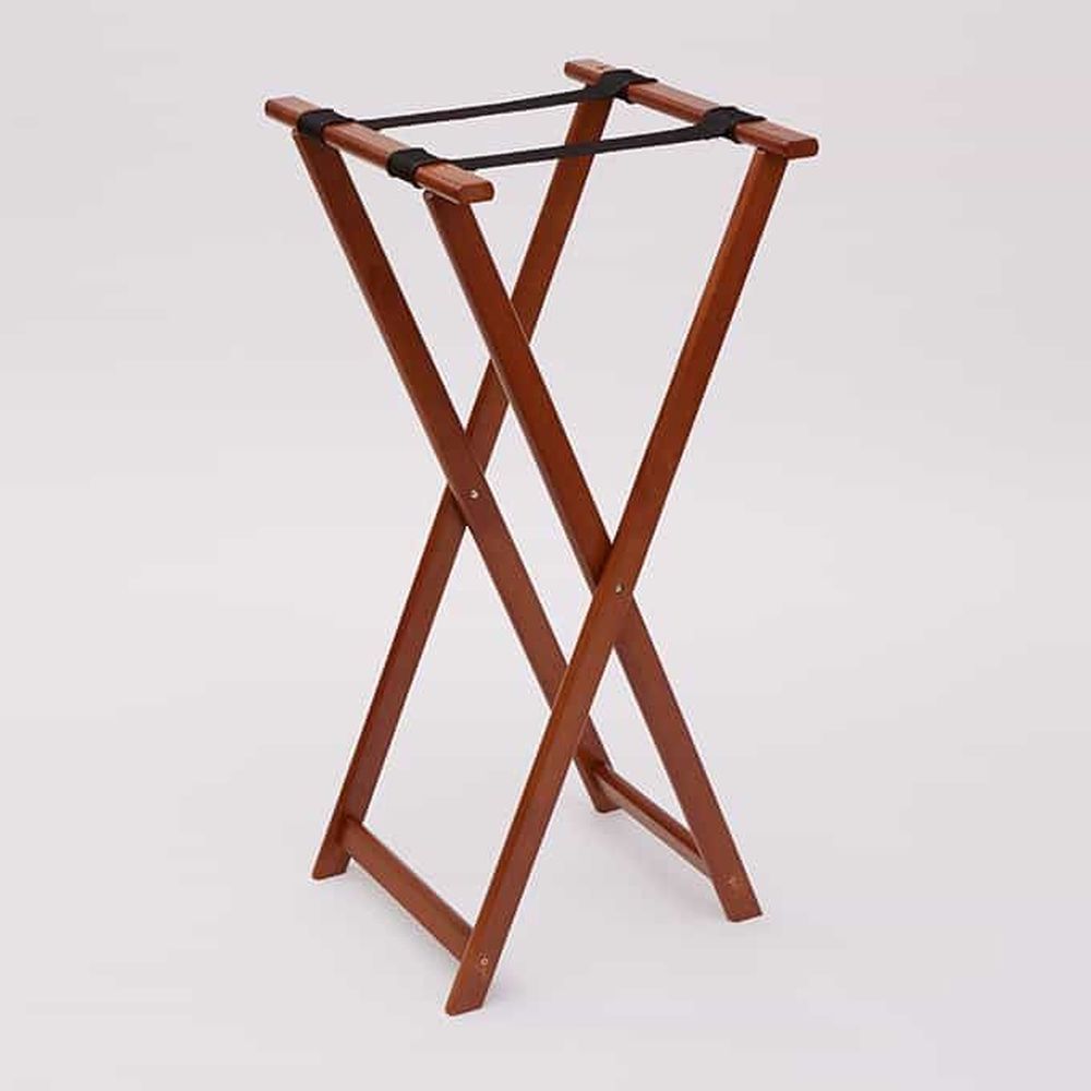 American Metalcraft Walnut Finish Rubberwood Tray Stand, 18 X 38 Inch