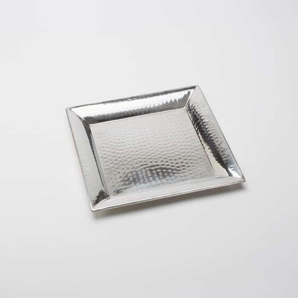 American Metalcraft Hammered Stainless Steel Square Tray, 22 X 22 X 1-1/8 Inch