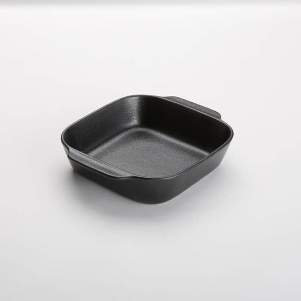 American Metalcraft Black Porcelain Matte Finish 24 Ounce Casserole With Handles, 6-1/2 X 6-1/2 X 2 Inch