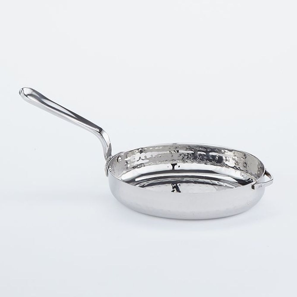 American Metalcraft Stainless Steel Oval Hammered Mini Fry Pan, 14 Ounce