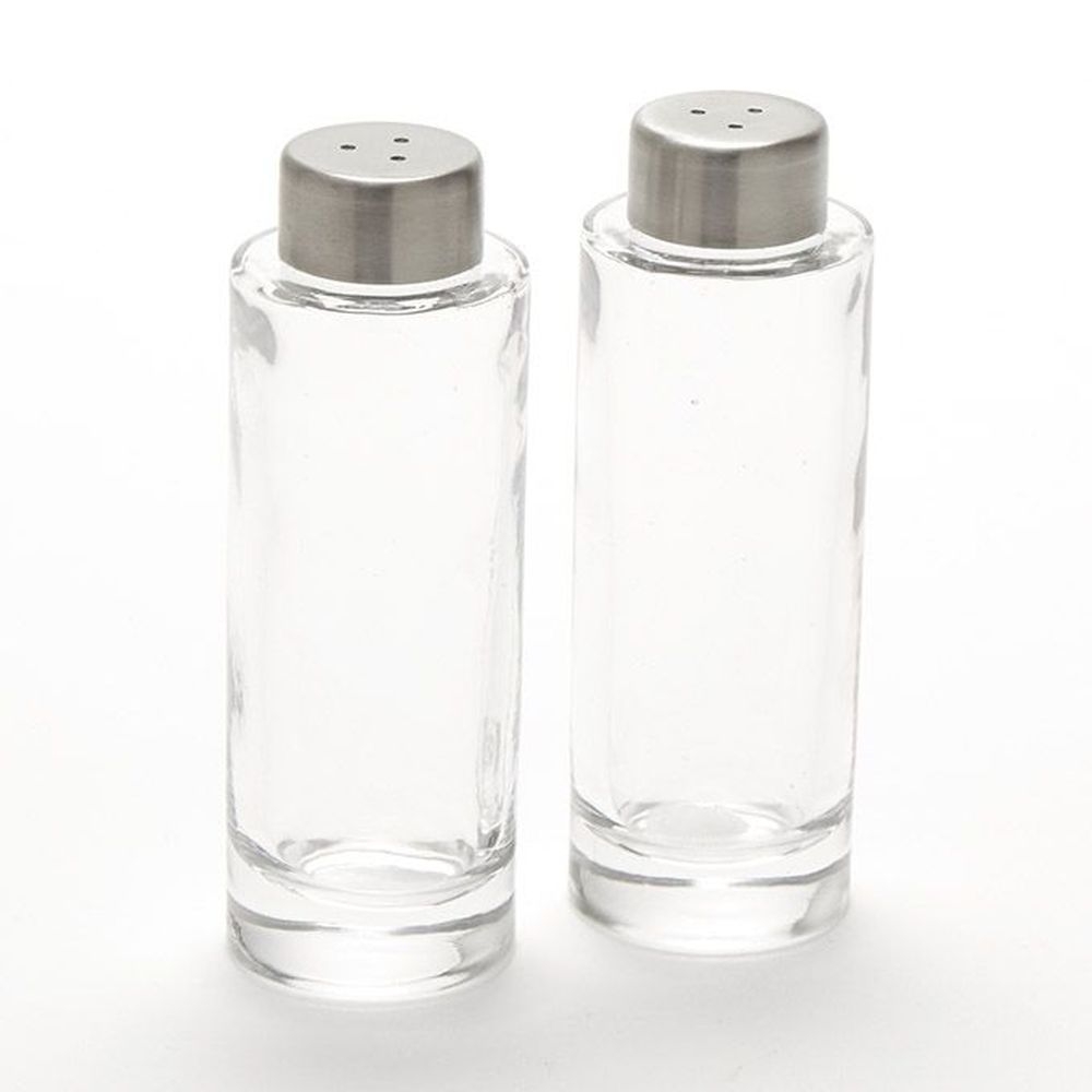 American Metalcraft Clear Glass 2 Ounce Round Salt And Pepper Shaker Set With Stainless Steel Top, 1-1/2 Inch Dia. X 4-1/2 Inch Height