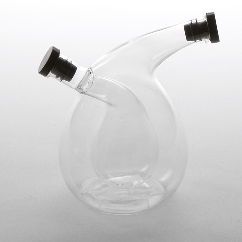 American Metalcraft Glass Oil And Vinegar Cruet With Black Silicone Lid, 3 3/4 Inch Dia. X 5-3/4 Inch