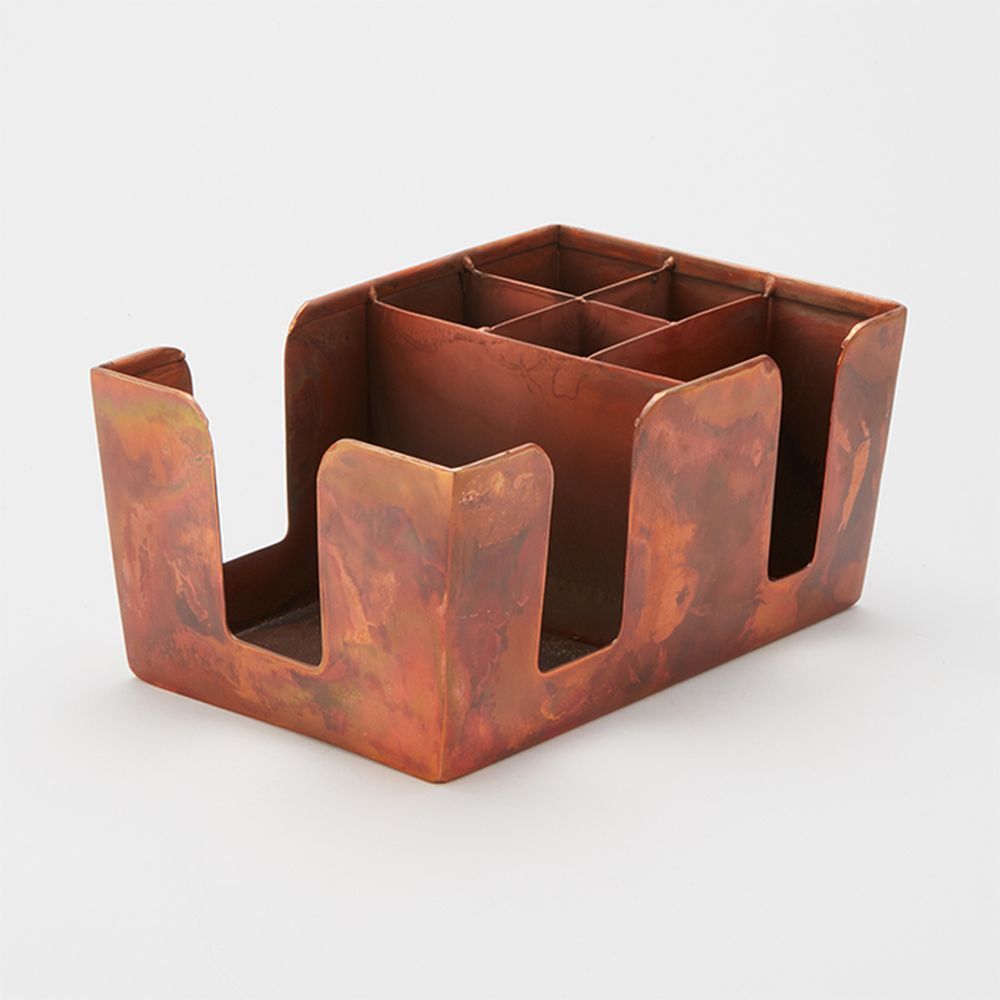 American Metalcraft Antique Copper Stainless Steel Bar Caddy, 9-1/8 X 5-7/8 X 4-1/8 Inch