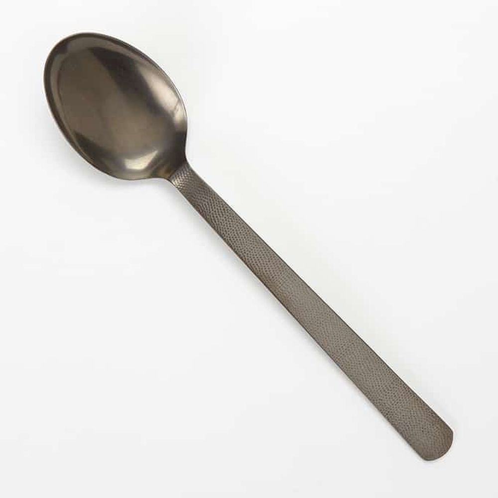 American Metalcraft Vintage Black Hammered Stainless Steel Solid Spoon, 13 3/4 Length