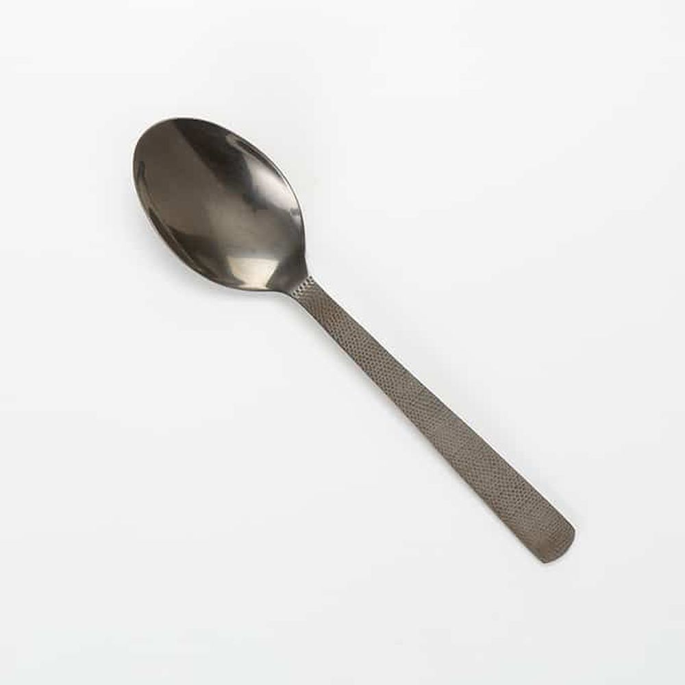 American Metalcraft Vintage Black Hammered Stainless Steel Solid Spoon, 10 Inch Length