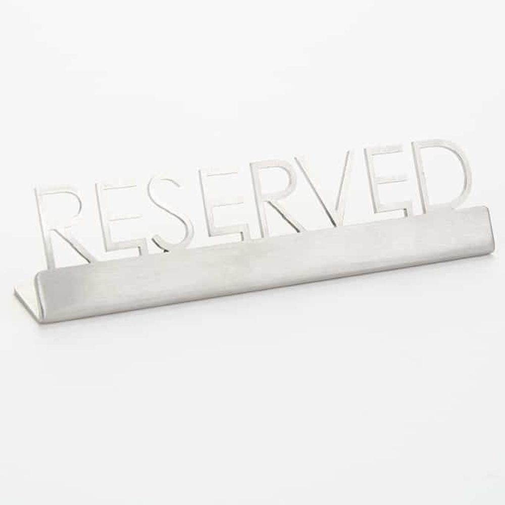American Metalcraft Stainless Steel Laser Cut Reserved Sign, 5 x 3/4 x 1 1/4 inch