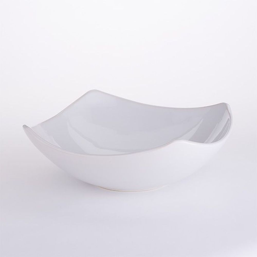 American Metalcraft White Ceramic Squound Bowl, 13 inch