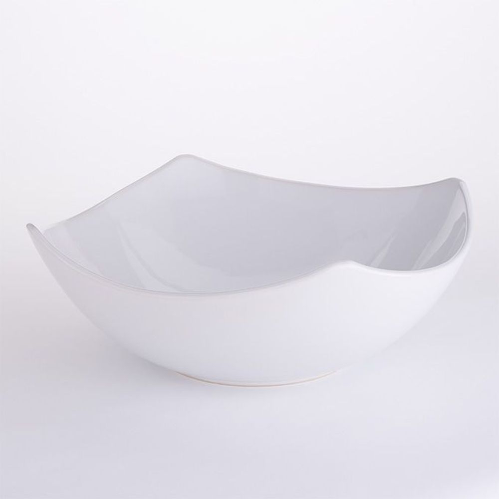 American Metalcraft White Ceramic Squound Bowl, 15 inch