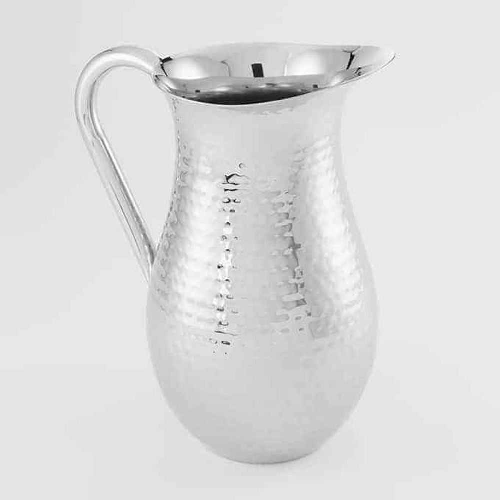 American Metalcraft Stainless Steel Hammered Finish Double Wall Water Pitcher, 64 Ounce