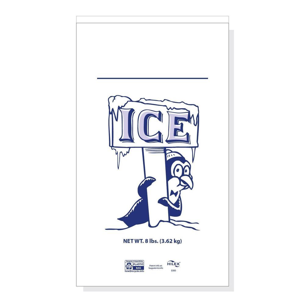 Hilex Clear 1.5 Mil Penguin Print Flat/loose Ice Bag, 8 Pound Capacity -- 500 Per Case