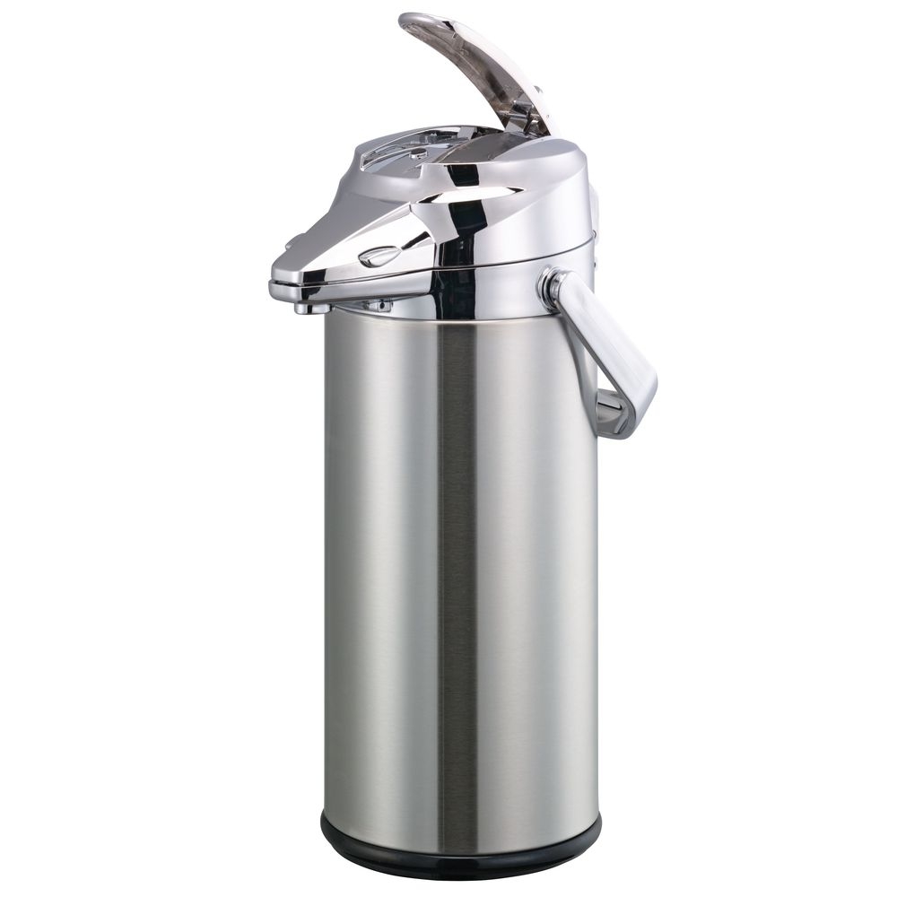 Signa-Air Stainless Vacuum Insulated Airpot with Brushed Stainless and Chrome Finish Lever Pump Lid
