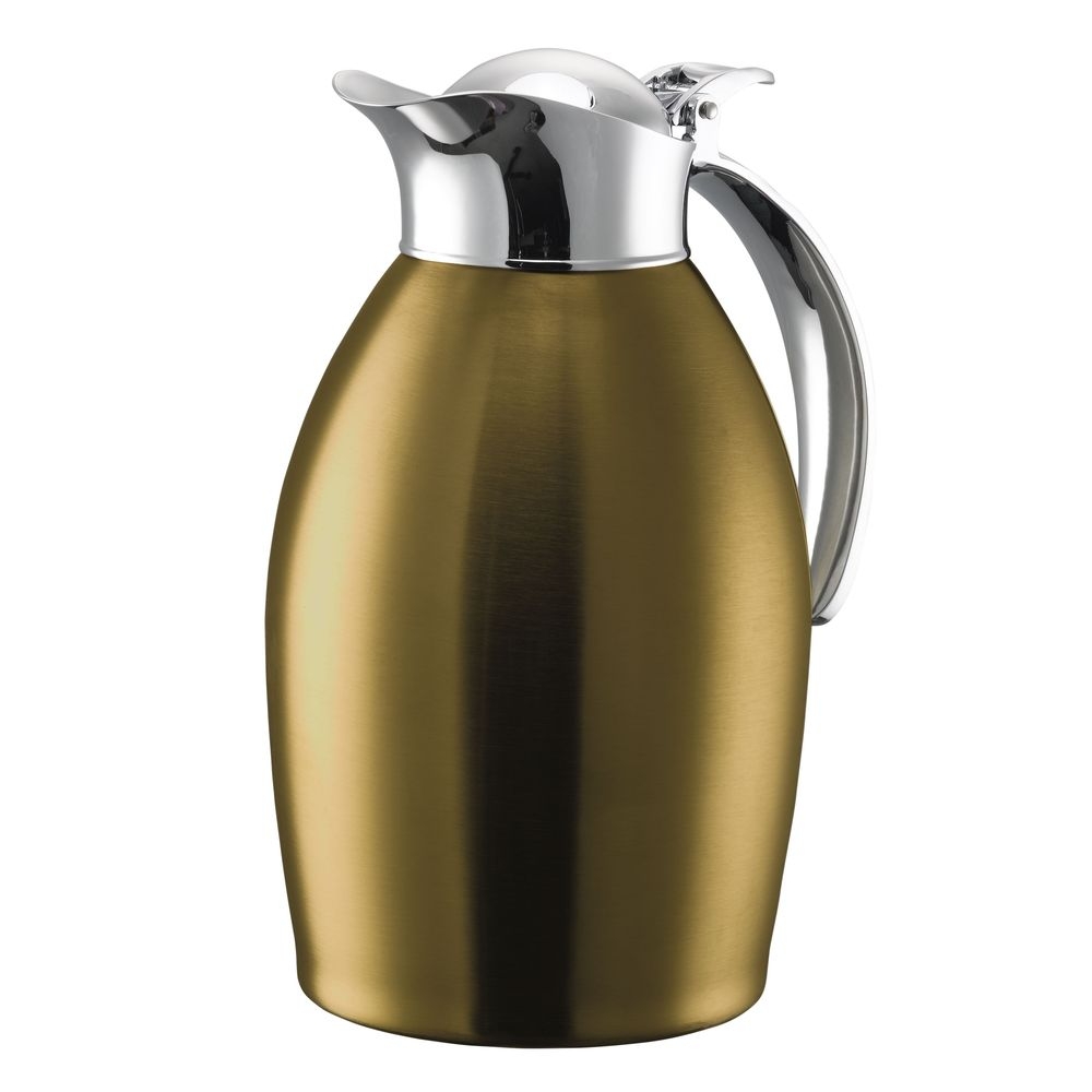 Nicollet Series Vintage Gold Finish Stainless Vacuum Insulated Carafe with Flip-Top Lid 1 Liter Capacity