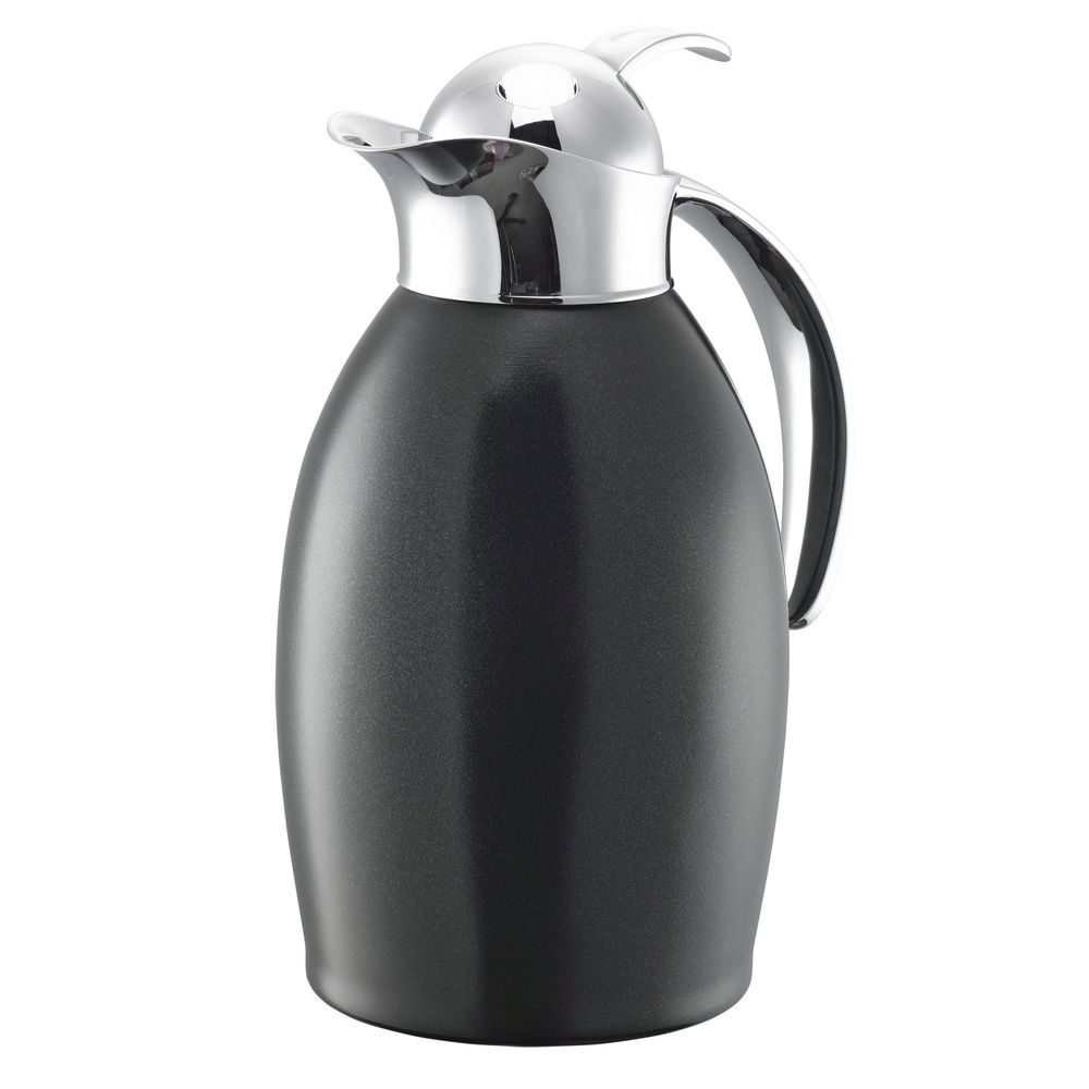 Nicollet Series Radiant Black Finish Stainless Vacuum Insulated Carafe with Push Button Lid 1 Liter Capacity