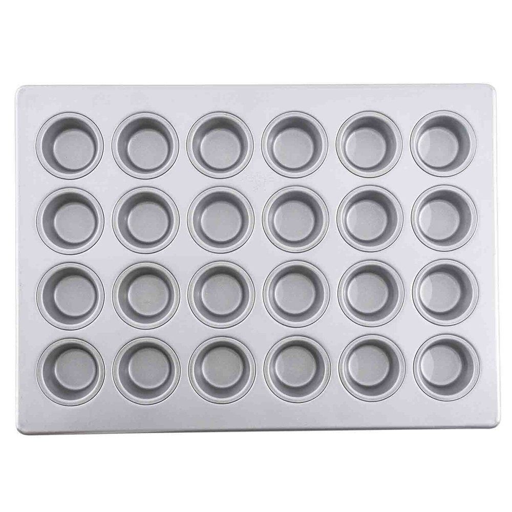 Aluminized Steel with Non-Stick Silicone Glaze 24 Cups Mini Muffin Pan