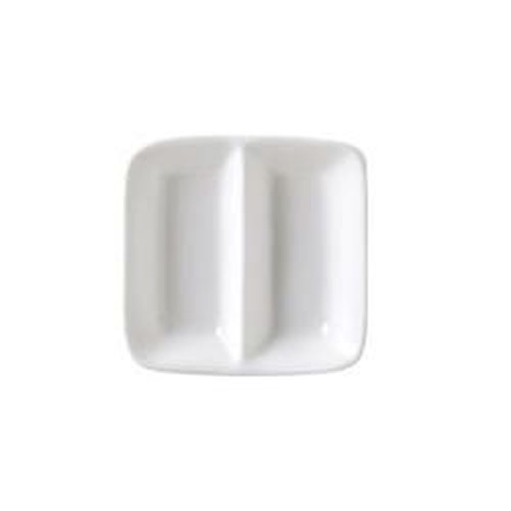 White 3 3/8 inch Square Divided Sauce Dish