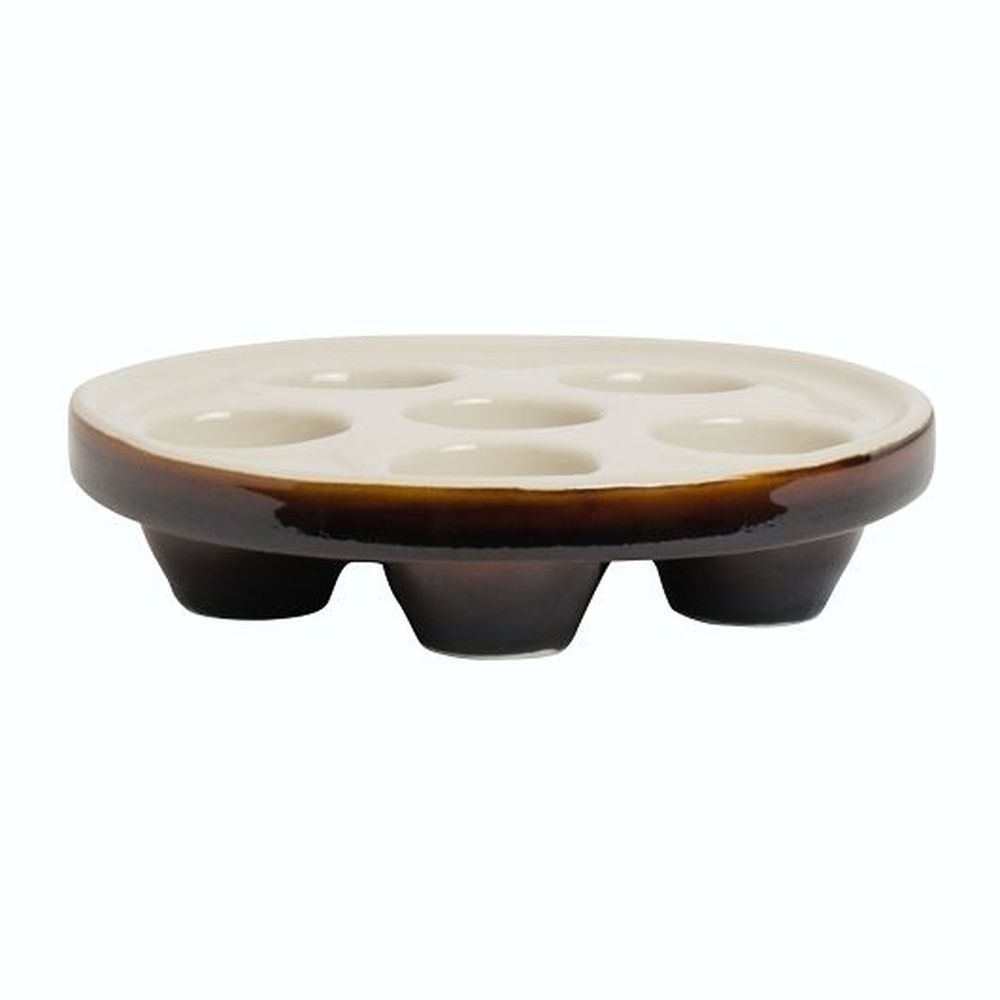 Lennox Brown/White 6 Compartment Escargot Dish, 12 count