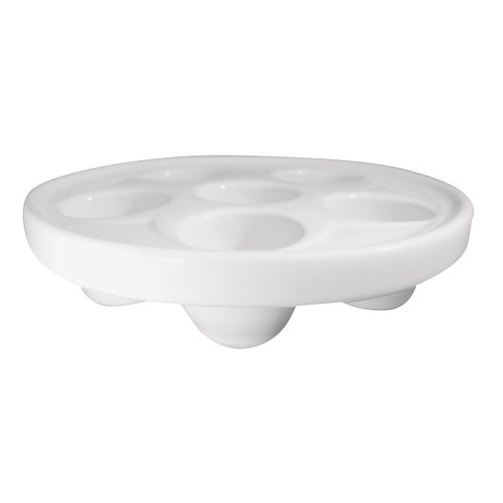 White 6 Compartment Escargot Dish, 12 count