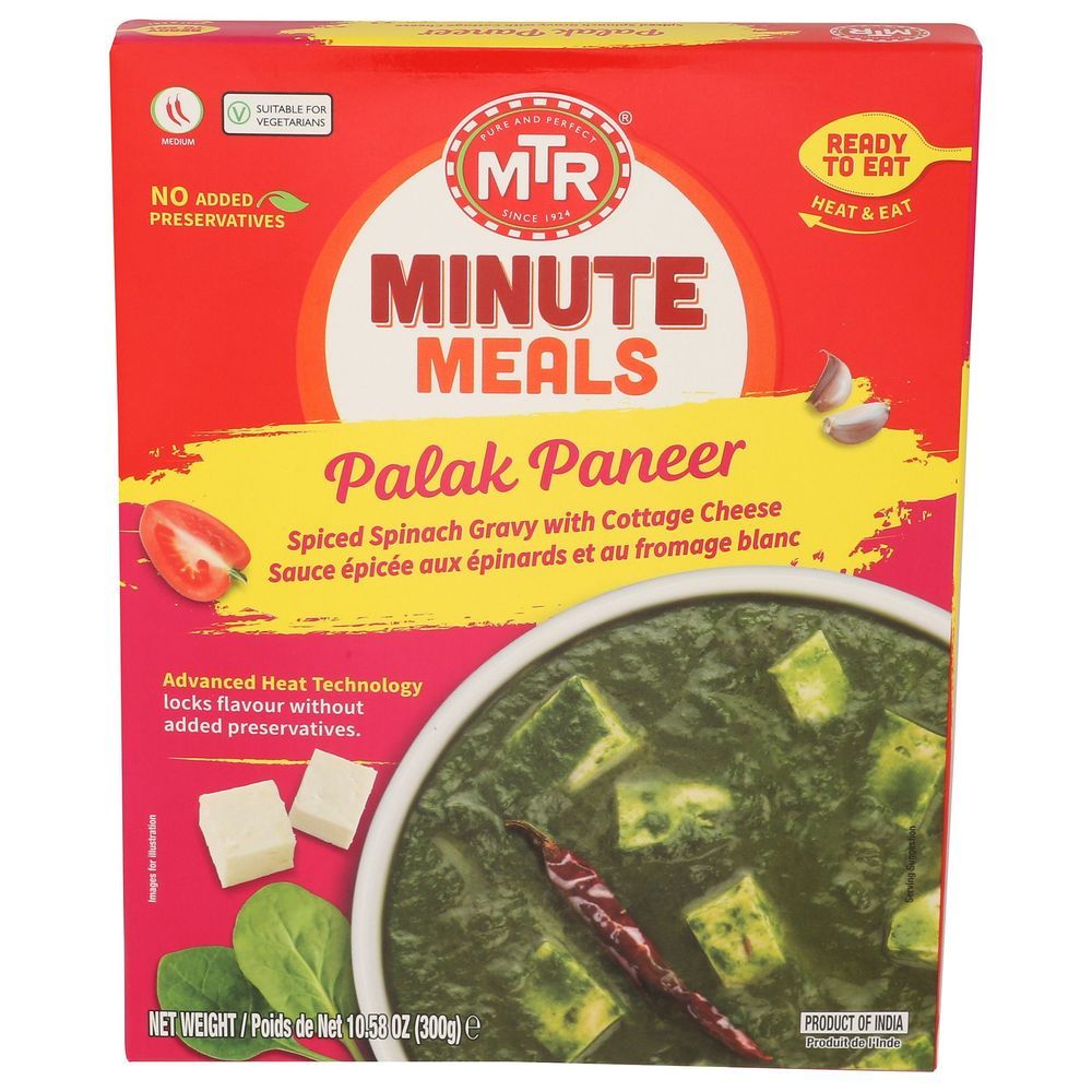 Mtr Ready To Eat Minute Meals Palak Paneer, 10.5 Ounce -- 20 Per Case