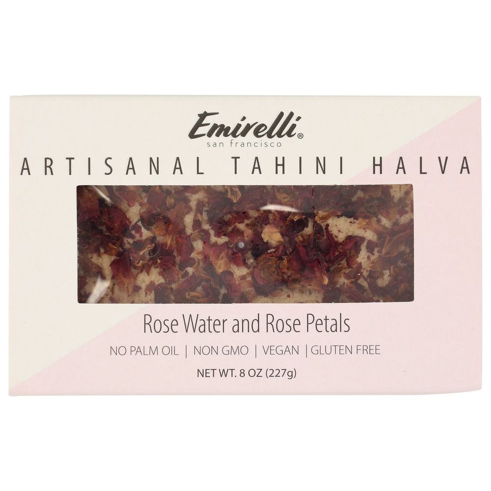 Emirelli Rose Water And Rose Petals Artisanal Tahini Halva, 8 Ounce -- 6 Per Case