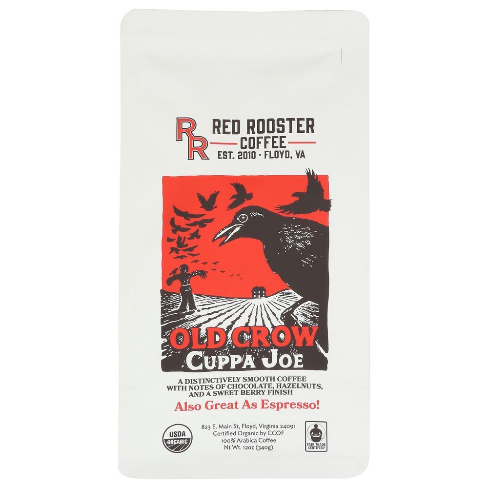 Red Rooster Coffee Organic Old Crow Cuppa Joe Coffee, 12 Ounce -- 6 Per Case