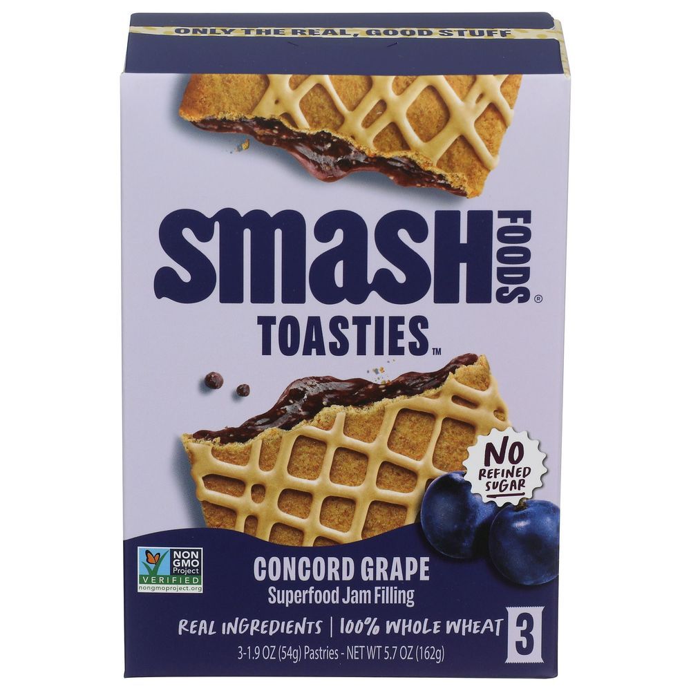 Smash Foods Concord Grape Superfood Jam Filling Toasties, 1.9 Ounce -- 18 Per Case