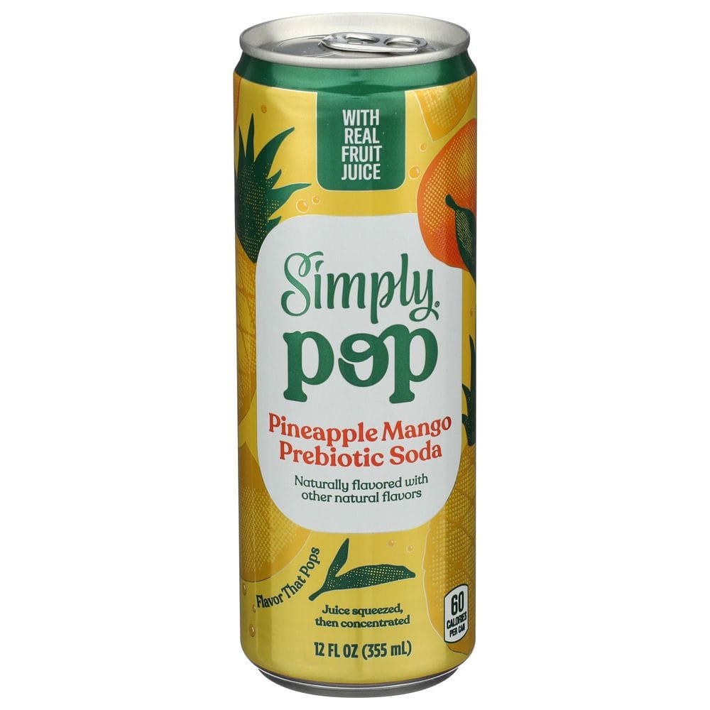 Simply Pop Pineapple Mango Prebiotic Soda, 12 Fluid Ounce -- 12 Per Case