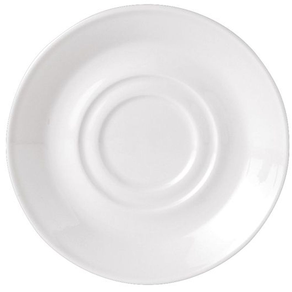 Steelite Simplicity White Alumina Vitrified 4 5/8 Inch Double Well Saucer, 36 Count