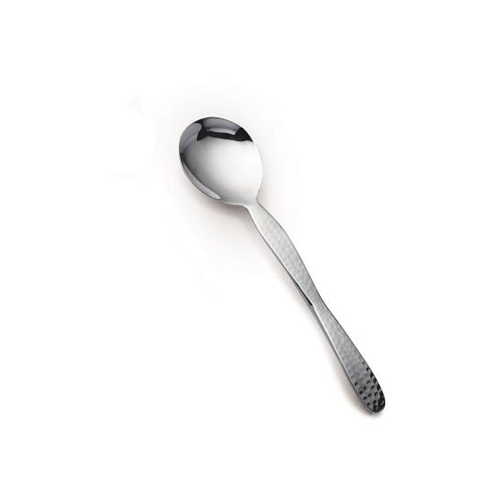 18/10 Stainless Steel Hammered Serving Medium Solid Serving Spoon, 10.5 inch, 6 count