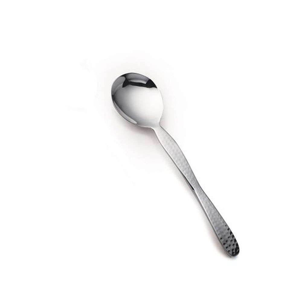 Dw Haber 18/10 Stainless Steel Hammered Serving Medium Solid Serving Spoon, 10.5 Inch, 6 Count