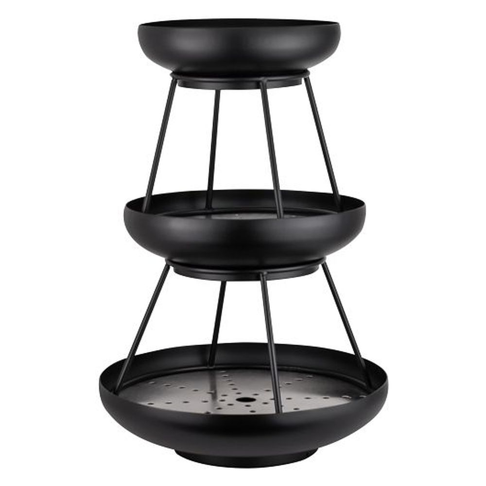 18/10 Stainless Steel Black Powder Coated 3-Tier Coupe Seafood Stand