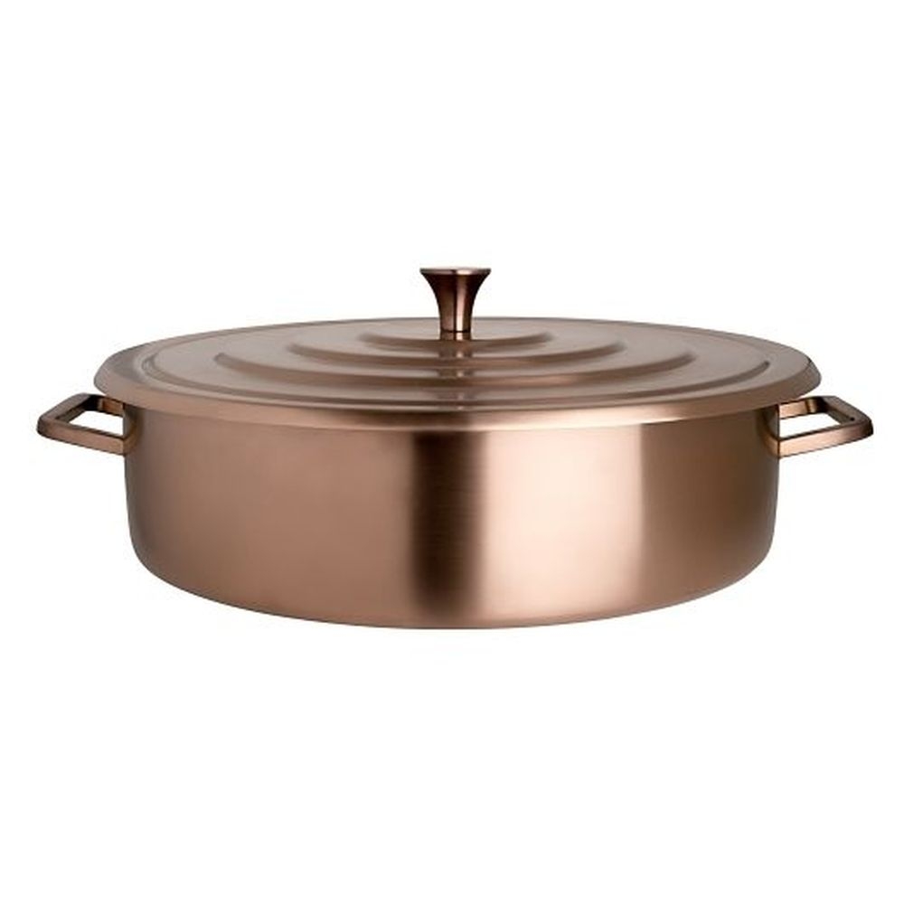 Stainless Steel Bronze Round Homestyle Chafer, 2 Gallon Capacity