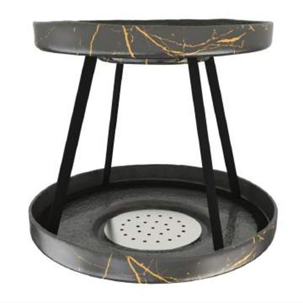 Marble Grey Seafood Tower Set with Drains, 10.25 inch