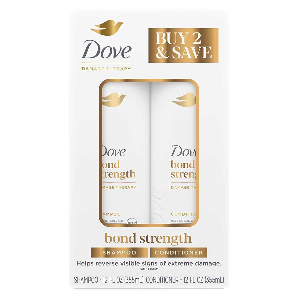 Dove 12 Ounce Damage Therapy Bond Strength Shampoo And Conditioner, 2 Count -- 4 Per Case