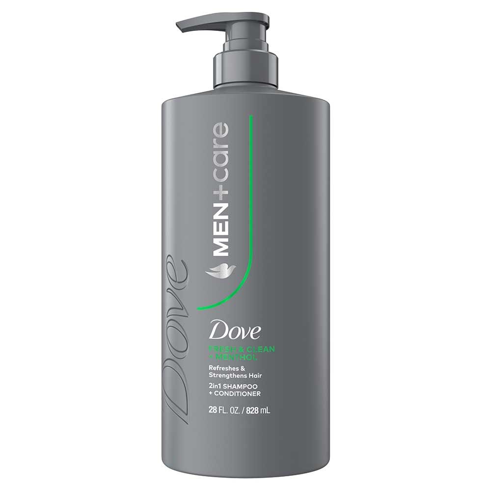 Dove Men+care Fresh And Clean Plus Menthol 2-in-1 Shampoo Plus Conditioner With Pump, 28 Fluid Ounce -- 4 Per Case