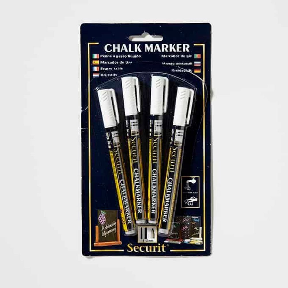 American Metalcraft Securit White Mini Tip Original Chalk Marker -- 4 Per Case