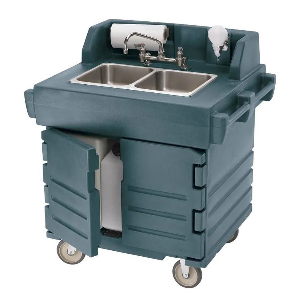 Cambro Camkiosk Granite Gray Polyethylene 110v Hand Sink Cart With Heater, 40 9/16 X 33 X 45 1/2 Inch