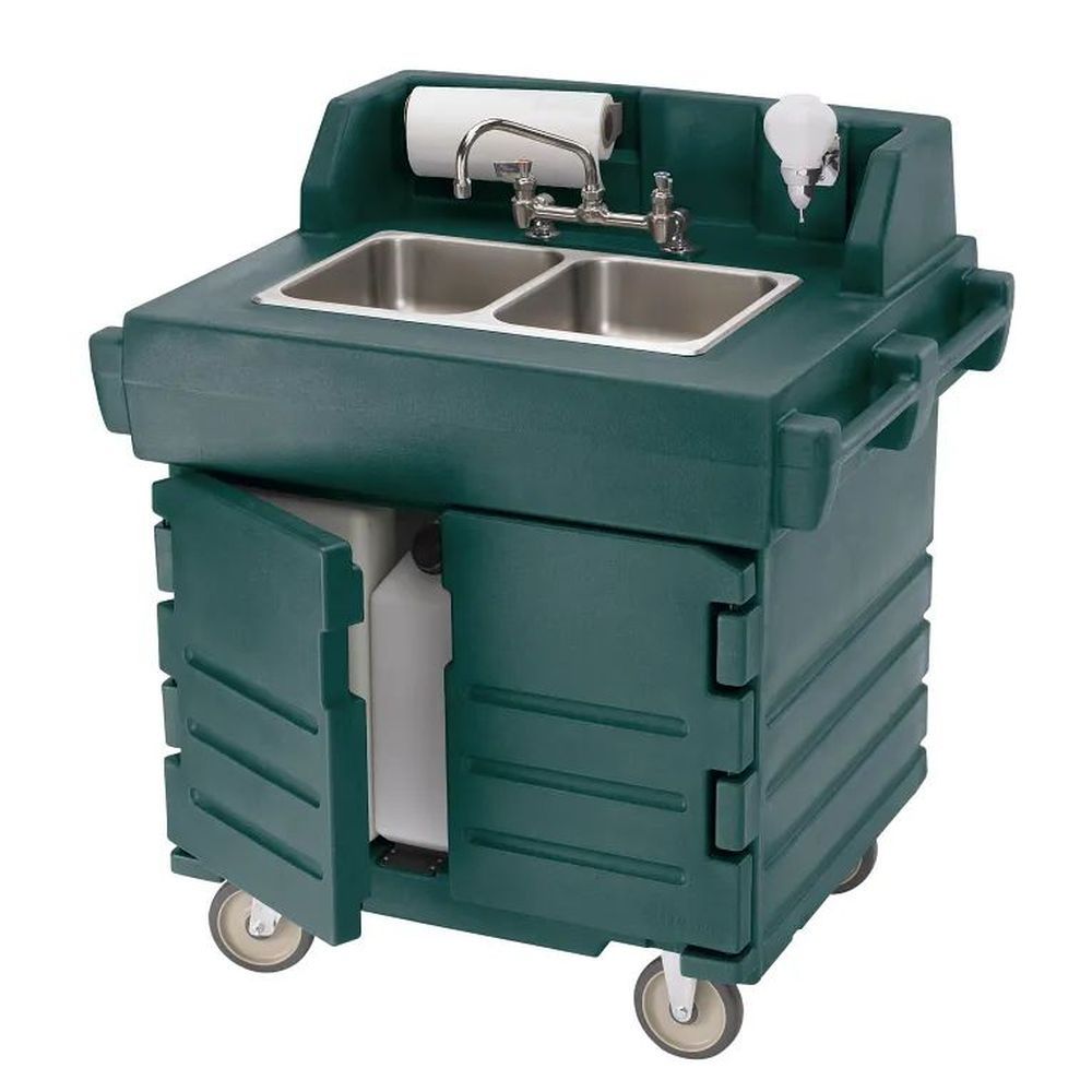Cambro Camkiosk Granite Green Polyethylene 110v Hand Sink Cart With Heater, 40 9/16 X 33 X 45 1/2 Inch