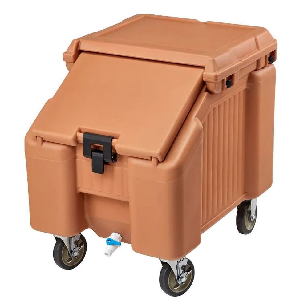 Cambro Slidinglid Coffee Beige Standard Height Slant Top 100 Pound Ice Caddy, 22 1?2 X 30 1?4 X 28 3?4 Inch