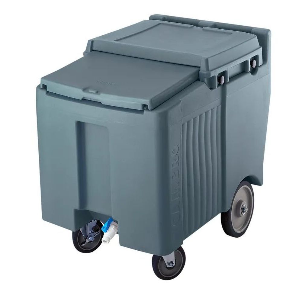 Cambro Slidinglid Granite Gray Standard Height 125 Pound Ice Caddy With Swivel And Easy Wheel Caster, 23 X 31 1?2 X 29 1?4 Inch