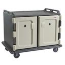 Cambro Granite Gray Low Profile Double Door Double Compartment 20 Tray Meal Delivery Cart, 48 1/2 x 44 x 32 1/2 inch.
