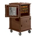 Cambro 110 Voltage Dark Brown 2 Compartment Hot Holding Ultra Camcart with Heated Top Door Only, 28 3/4 x 54 1/8 x 33 3/8 inch.