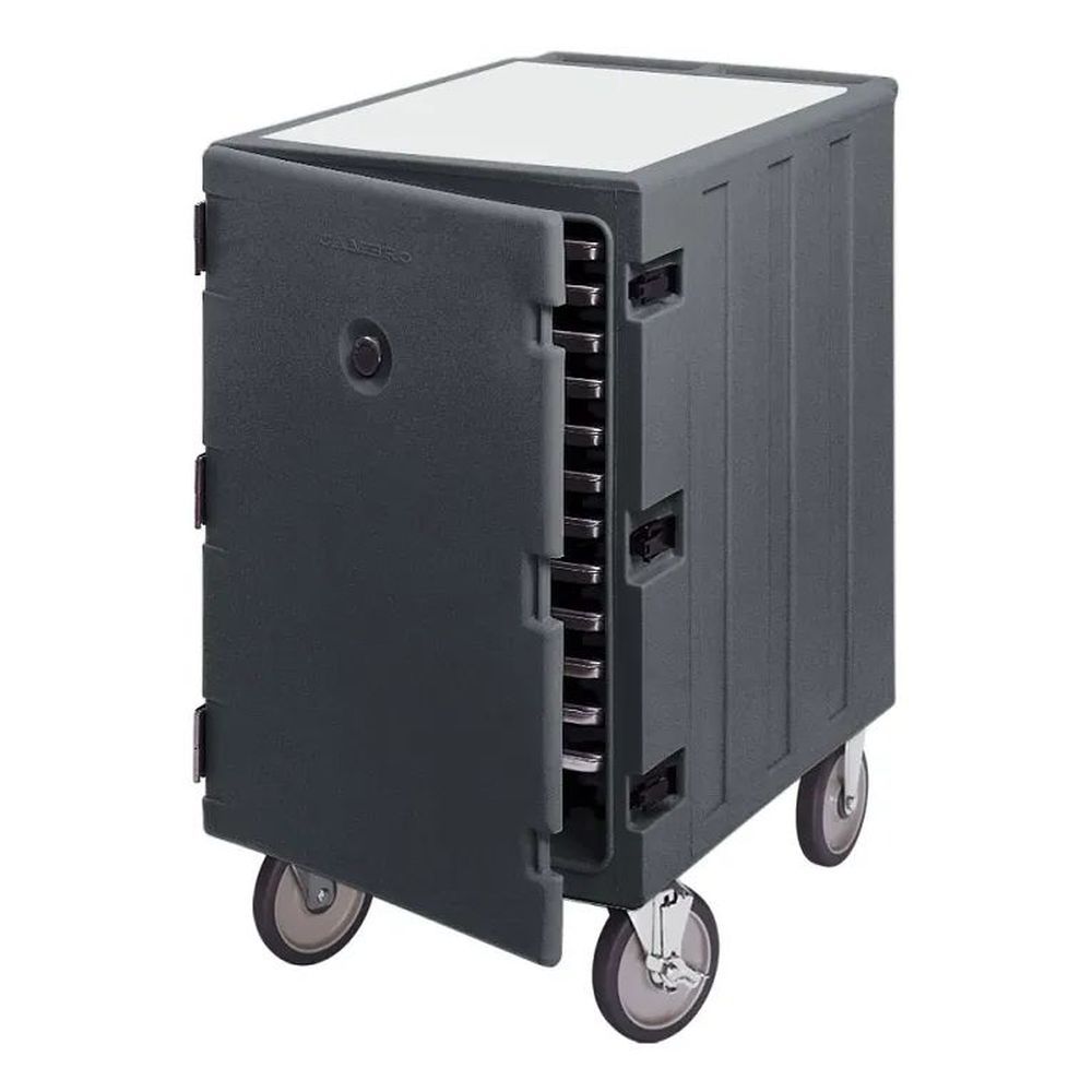 Cambro Camcarts Charcoal Gray Low Profile Non Electric Insulated Single Compartment Food Transport Cart For 13 Trays And Sheet Pans, 32 X 21 1/2 X 37 1/2 Inch