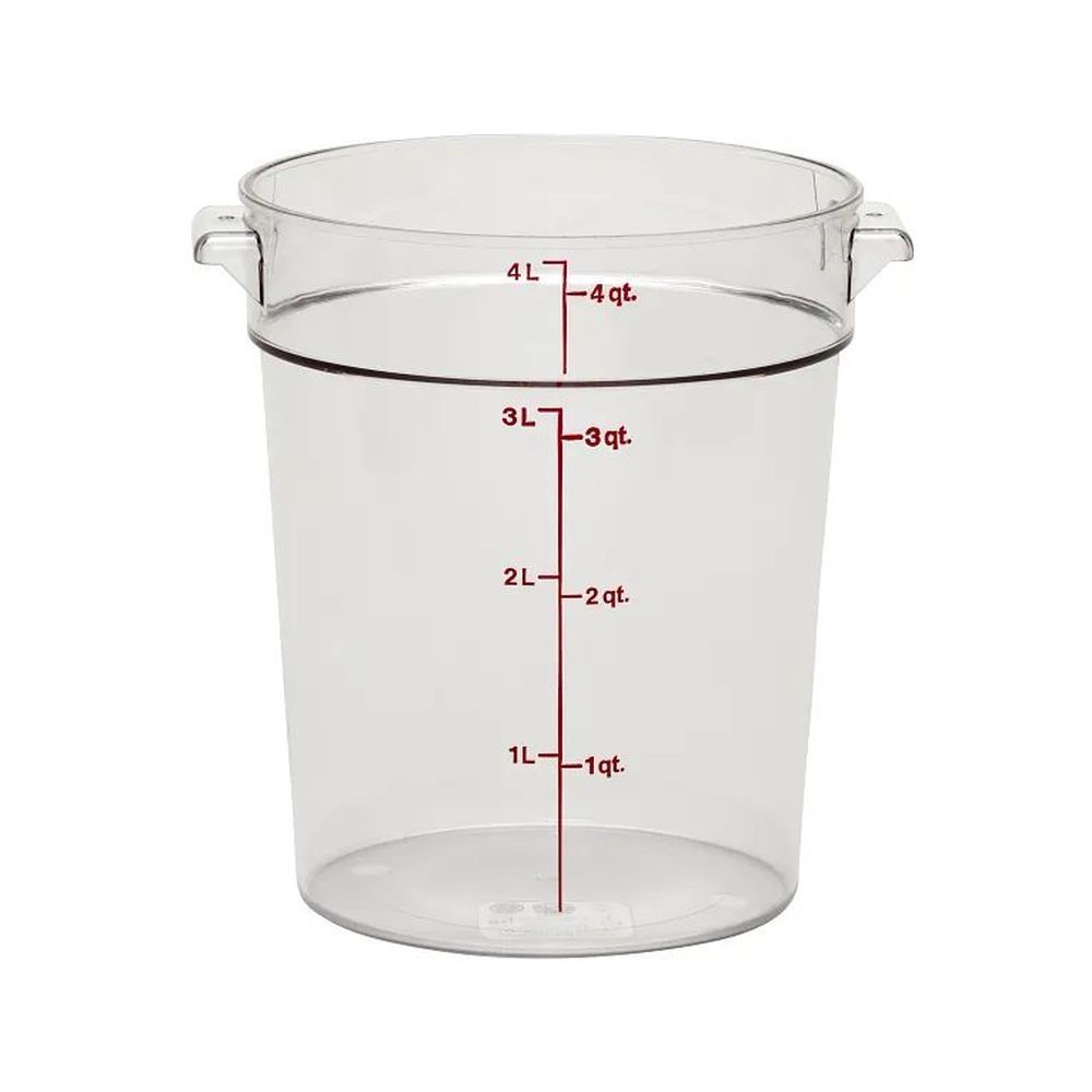 Cambro Camwear Classic Camrounds Clear Polycarbonate Round Food Storage Container, 4 Quart Capacity -- 12 Per Case