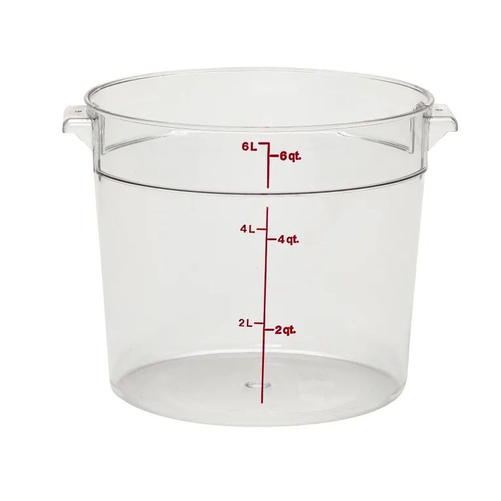 Cambro Camwear Classic Camrounds Clear Polycarbonate Round Food Storage Container, 6 Quart Capacity -- 12 Per Case