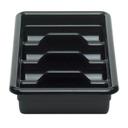 Cambro Black 4-Compartment Cutlery Cambox, 11 3/8 x 20 7/16 x 3 3/4 inch -- 12 per case